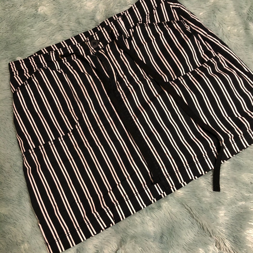 Black and white striped skort